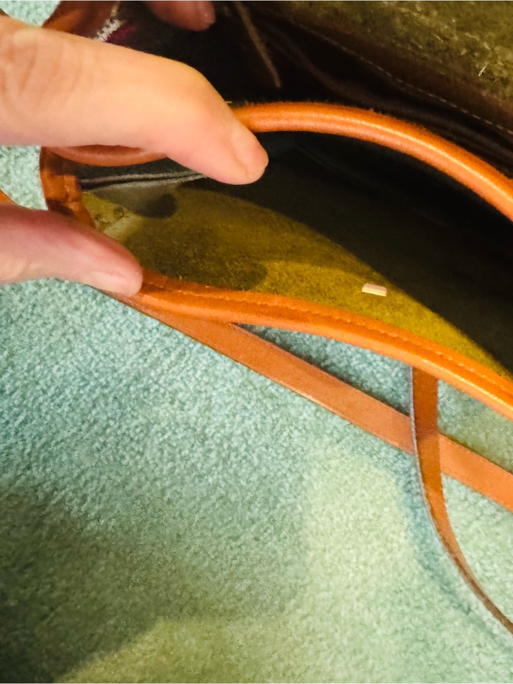 Dooney & Bourke Dark Brown Pebble Leather Messenger with Tan Trim - Picture 12 of 13